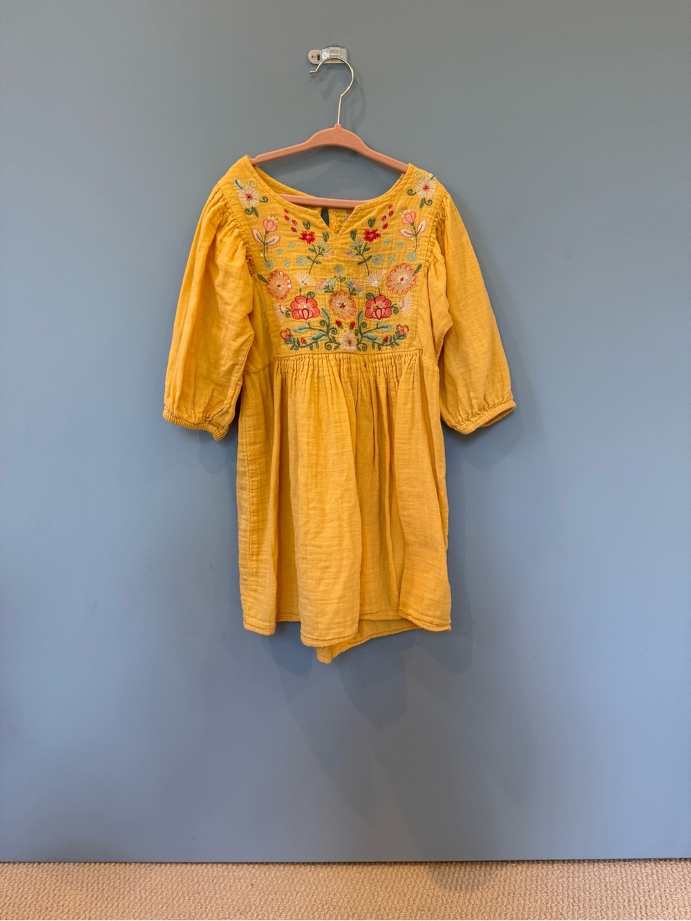 Peek Kids Yellow Embroidered Floral Girls' Dress